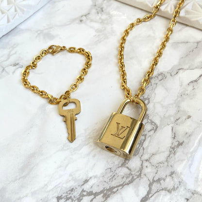 Louis Vuitton Padlock Necklace Bracelet Key Set for Him