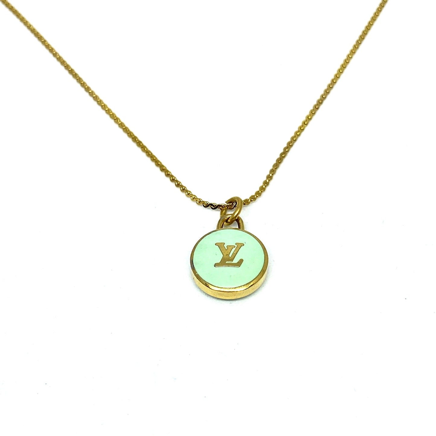 Authentic Louis Vuitton Logo Mint Pendant- Necklace