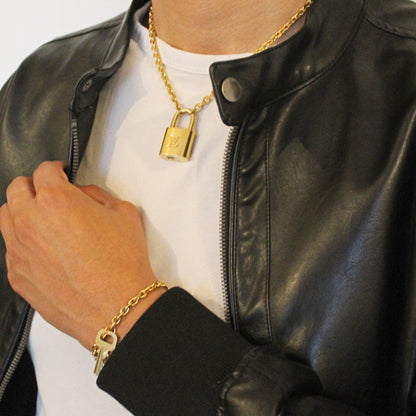 Louis Vuitton Padlock Necklace Bracelet Key Set for Him