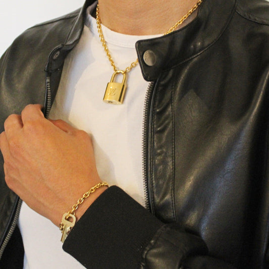 Louis Vuitton Padlock Necklace Bracelet Key Set for Him