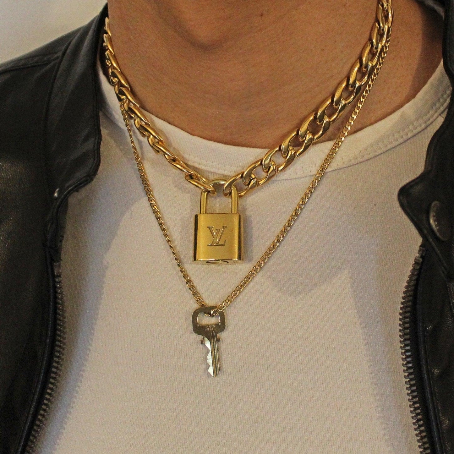 Louis Vuitton Padlock Necklace with Double Chain For Him
