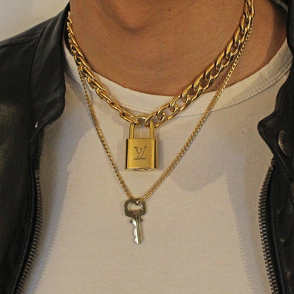 Louis Vuitton Padlock Necklace with Double Chain For Him
