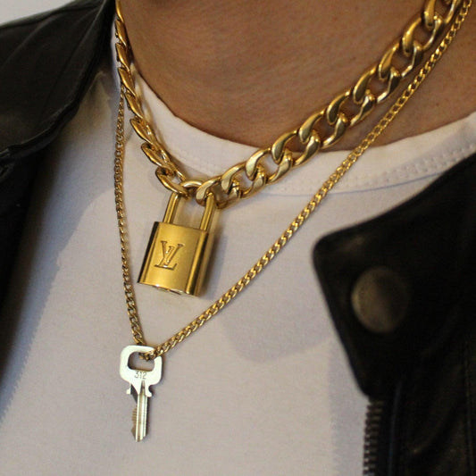 Louis Vuitton Padlock Necklace with Double Chain For Him