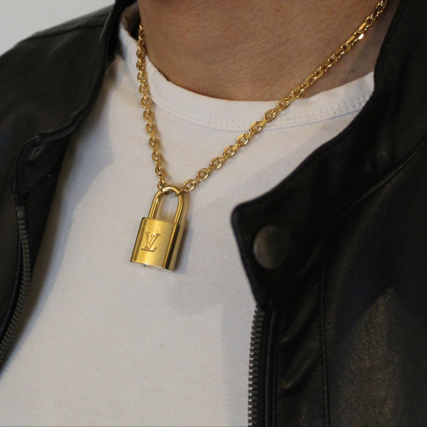 Louis Vuitton Padlock with Rolo Chain Necklace For him