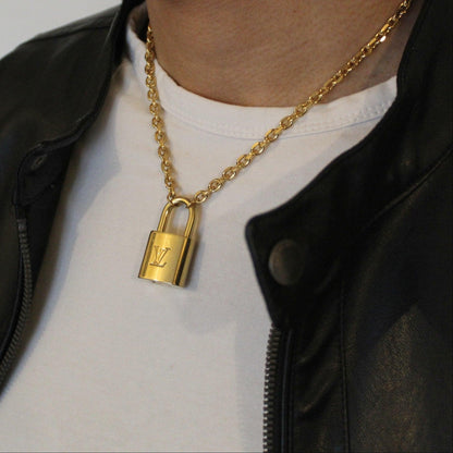 Louis Vuitton Padlock with Rolo Chain Necklace For him