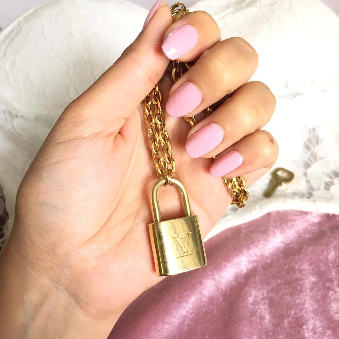Louis Vuitton Padlock with Rolo Chain Necklace
