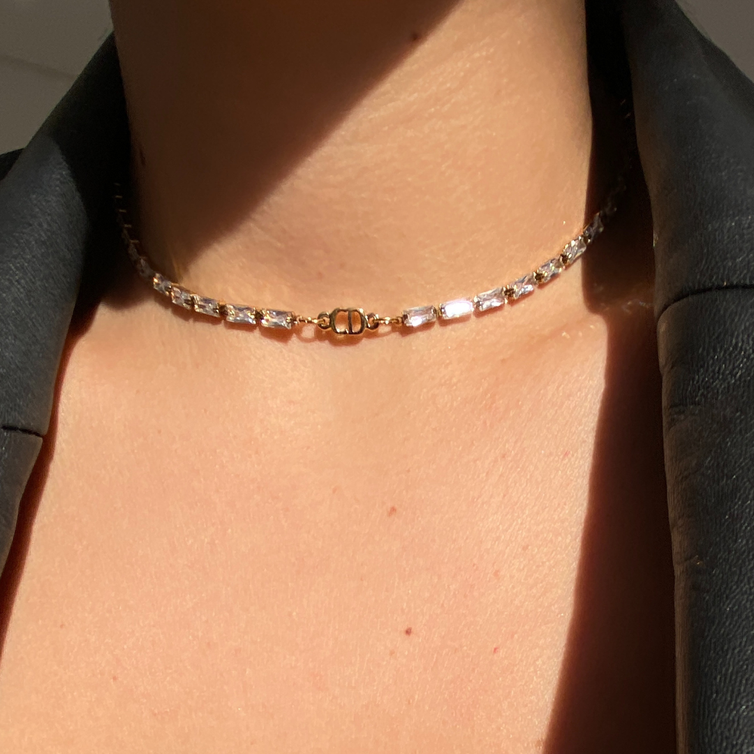 Authentic Mini CD Dior pendant- Reworked Diamante Choker