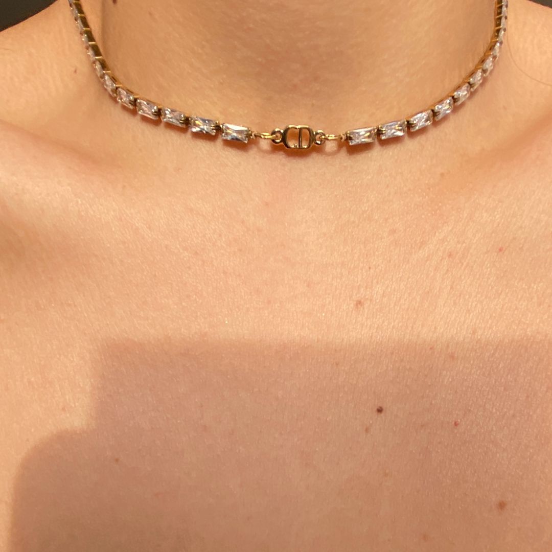 Authentic Mini CD Dior pendant- Reworked Diamante Choker