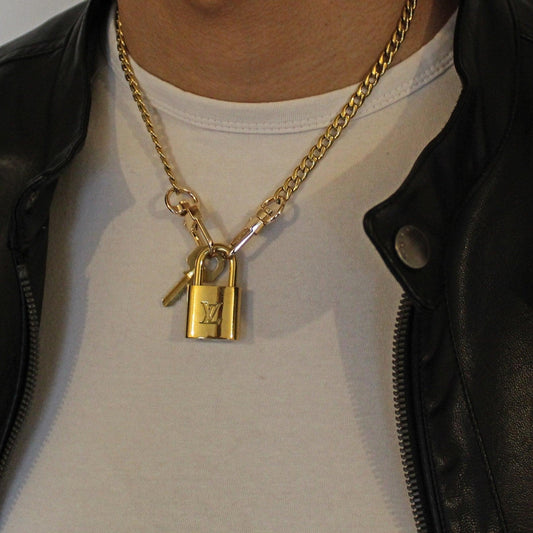 Padlock with Key Necklace with Cuban Chain For Him