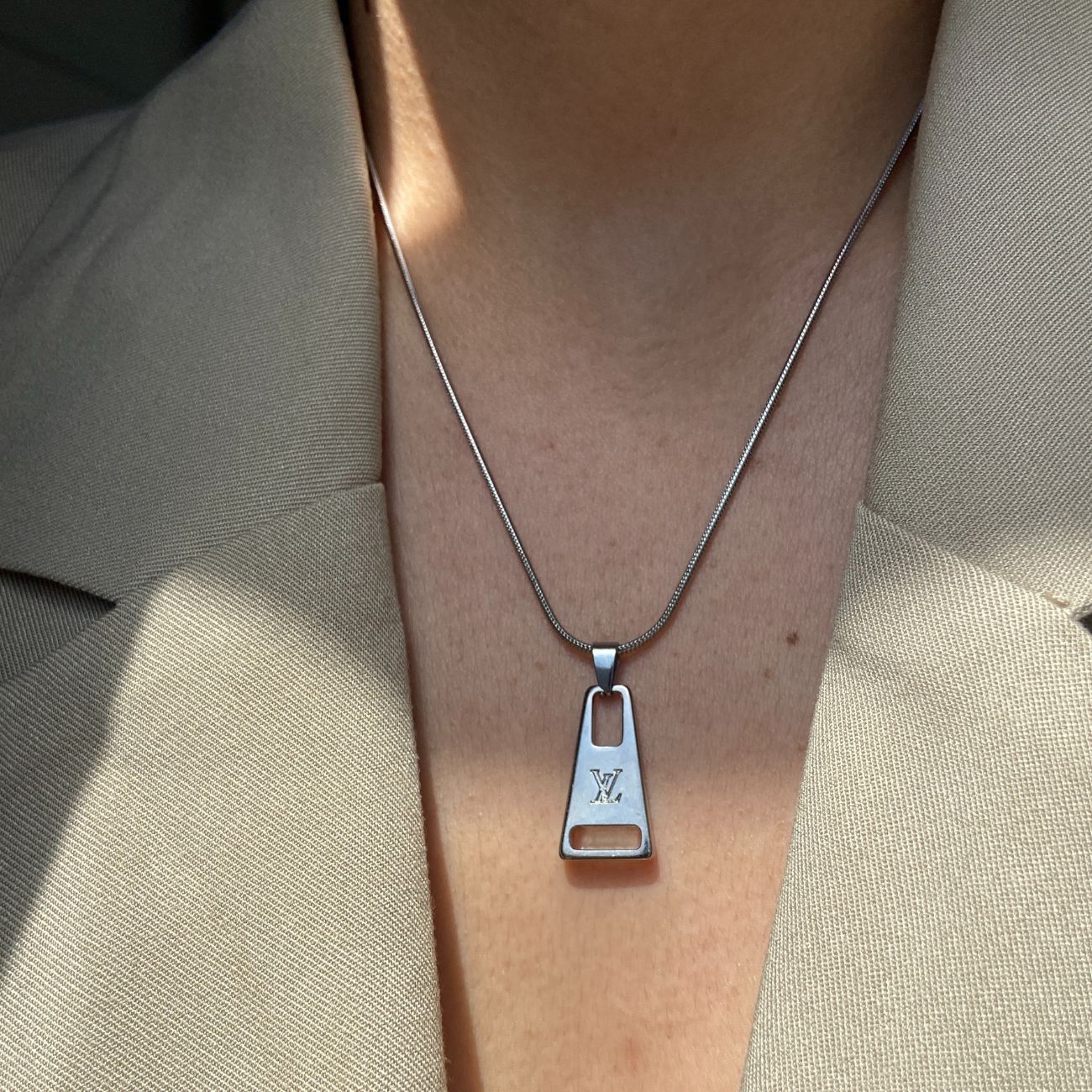 Authentic Louis Vuitton Raye Silver Zip Pendant- Reworked Necklace