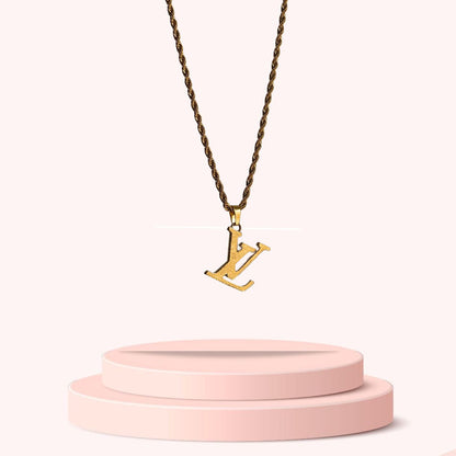 Authentic Louis Vuitton Raye Logo Pendant- Reworked Necklace