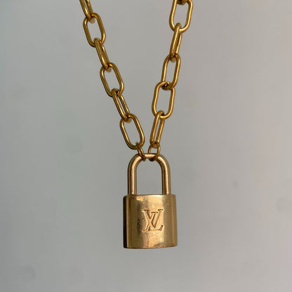 Authentic Louis Vuitton Raye Cabas Padlock M Pendant- Reworked Necklace