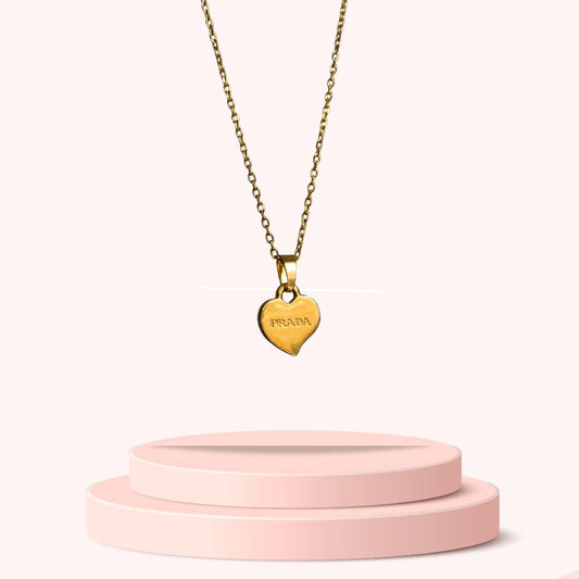Repurposed Authentic Prada Mini Heart tag - Necklace