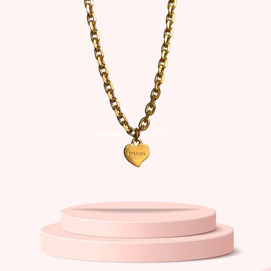 Repurposed Authentic Prada Mini Heart tag - Necklace