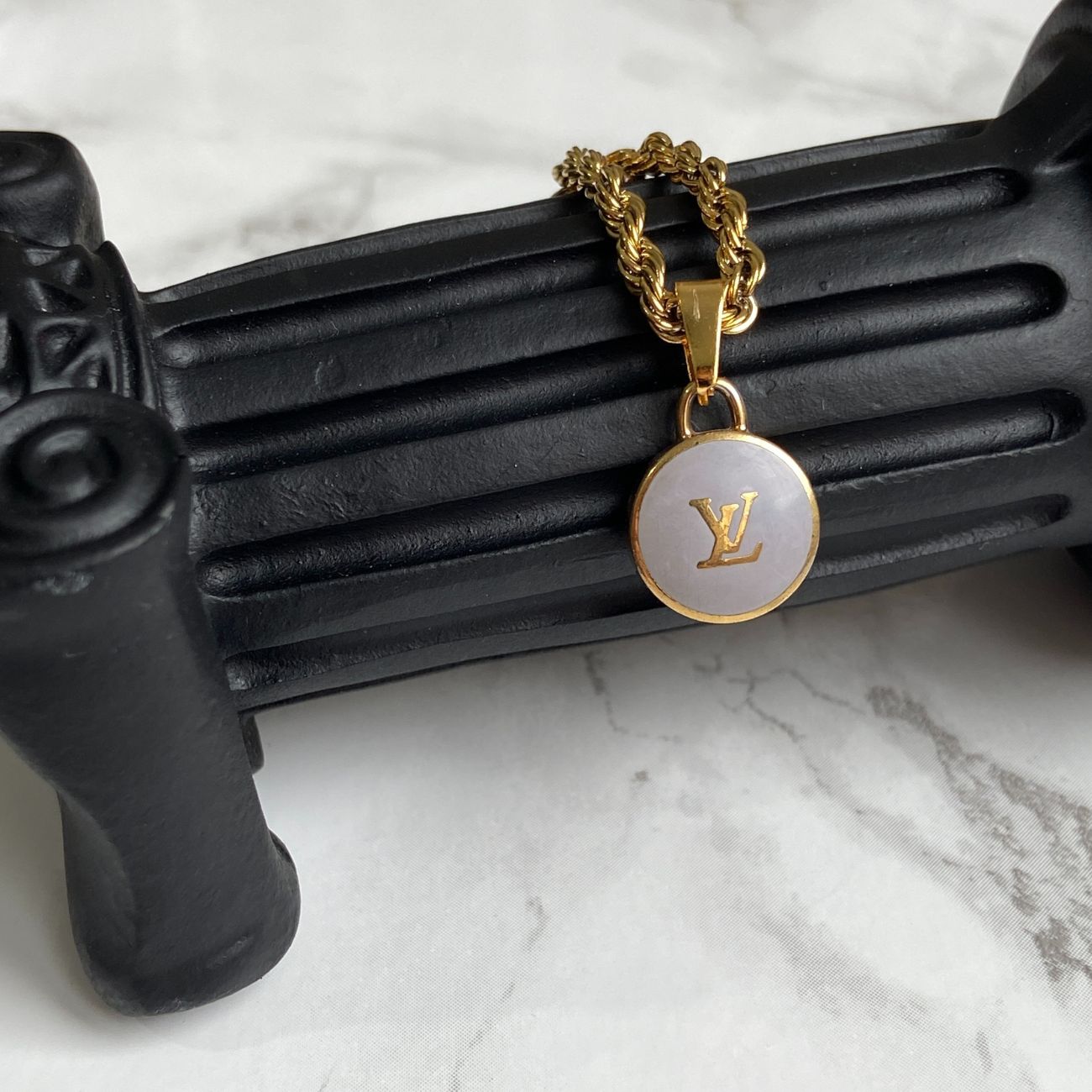 Authentic Louis Vuitton Baby Blue Logo Pastilles Pendant- Necklace