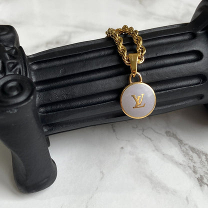 Authentic Louis Vuitton Baby Blue Logo Pastilles Pendant- Necklace