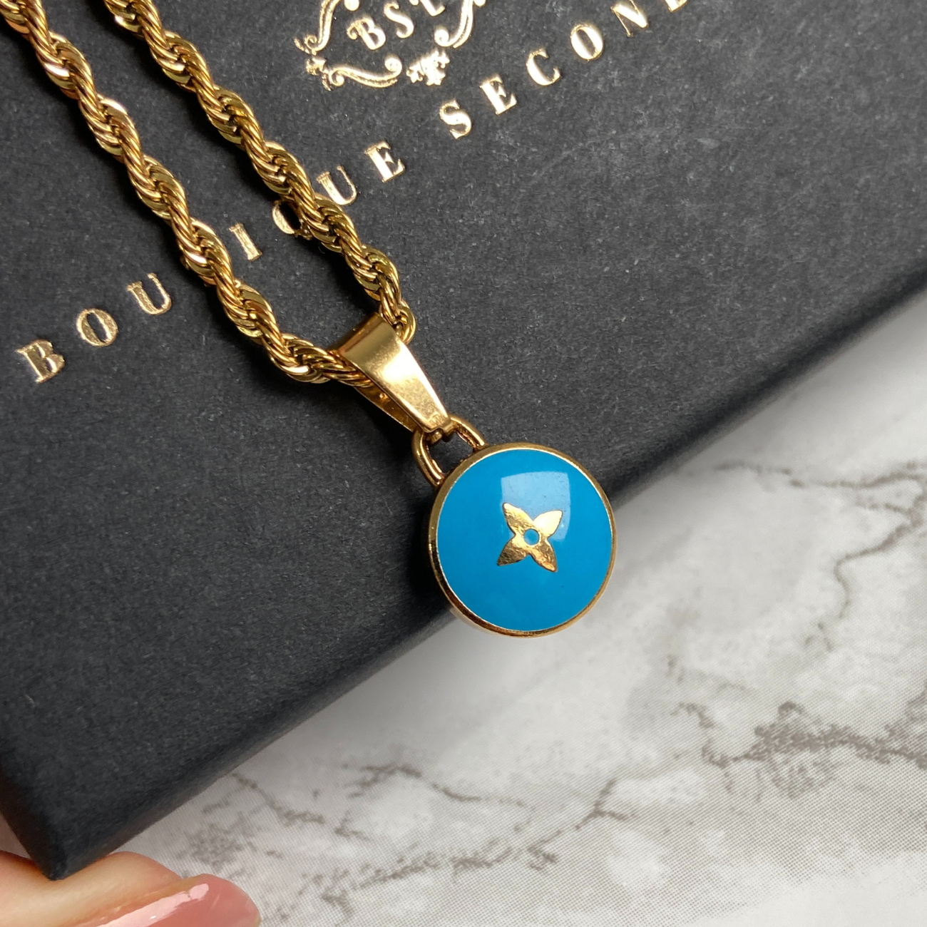 Authentic Louis Vuitton Blue Pendant- Necklace Pastilles Pendant
