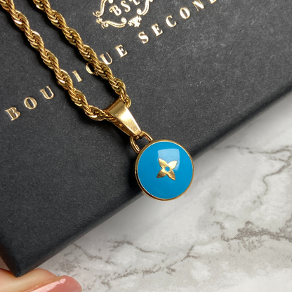 Authentic Louis Vuitton Blue Pendant- Necklace Pastilles Pendant