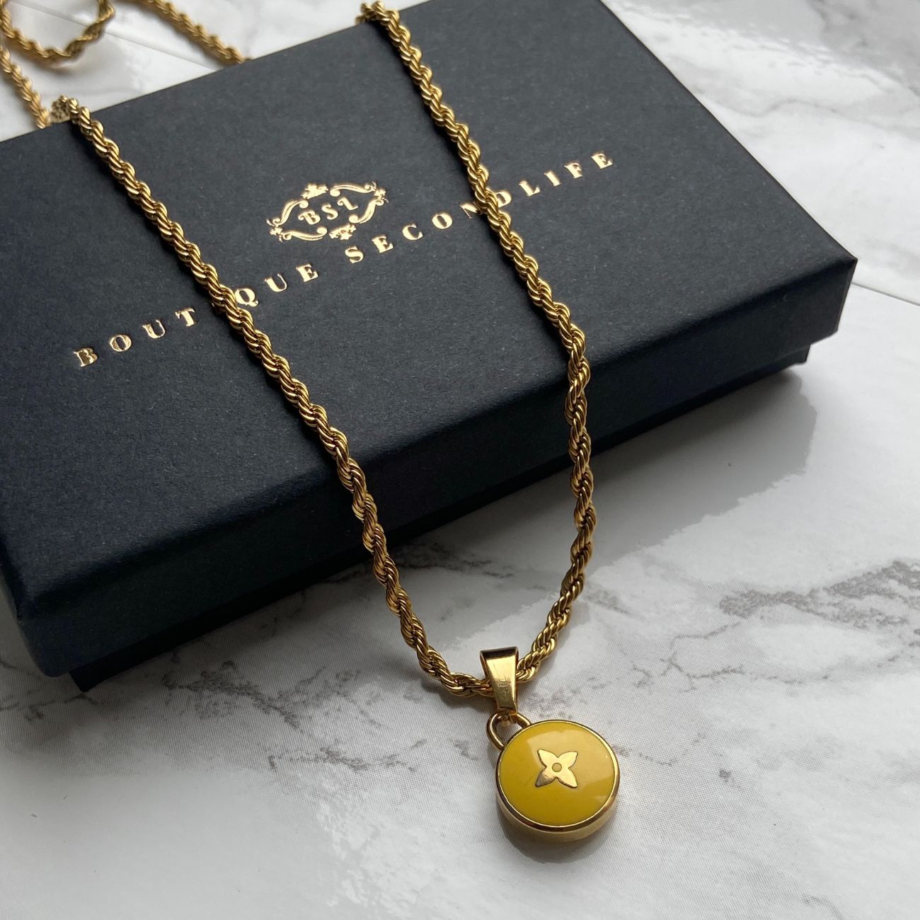 Authentic Louis Vuitton Yellow Pendant- Necklace