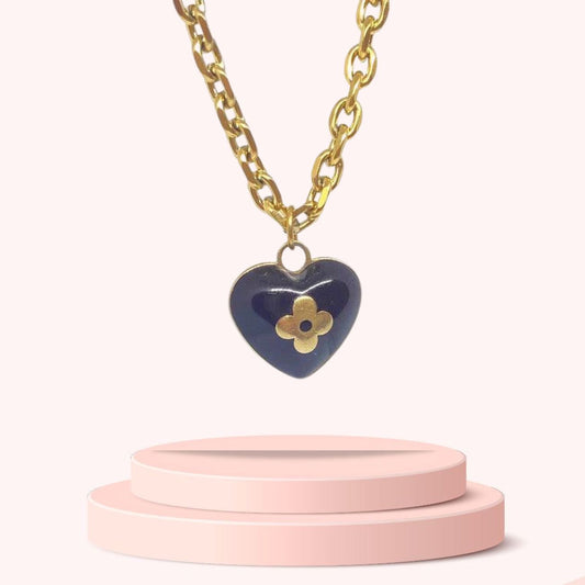 Authentic Louis Vuitton Mini Coeur Black Charm- Reworked Necklace