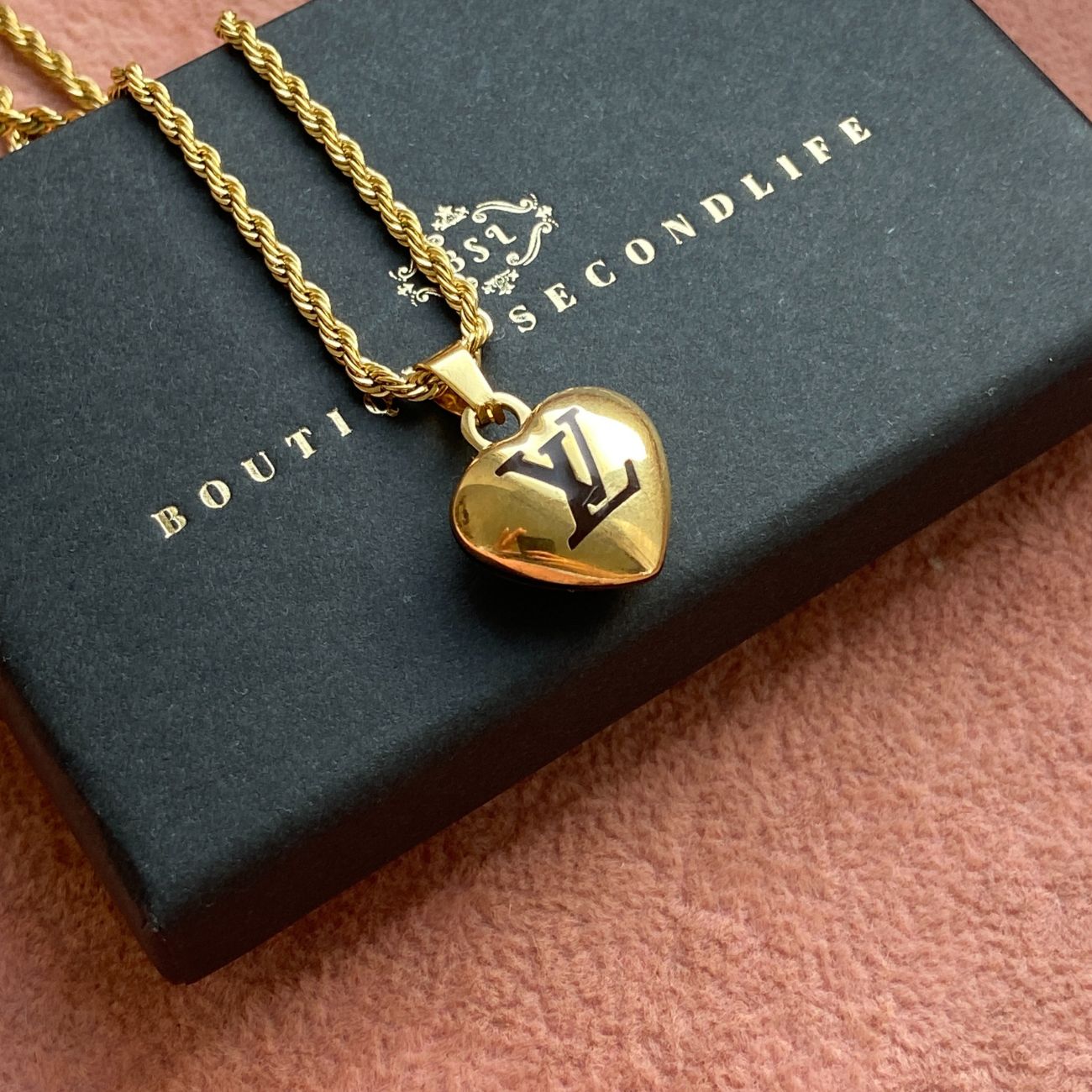Authentic Louis Vuitton  Black Heart Charm- Reworked Necklace