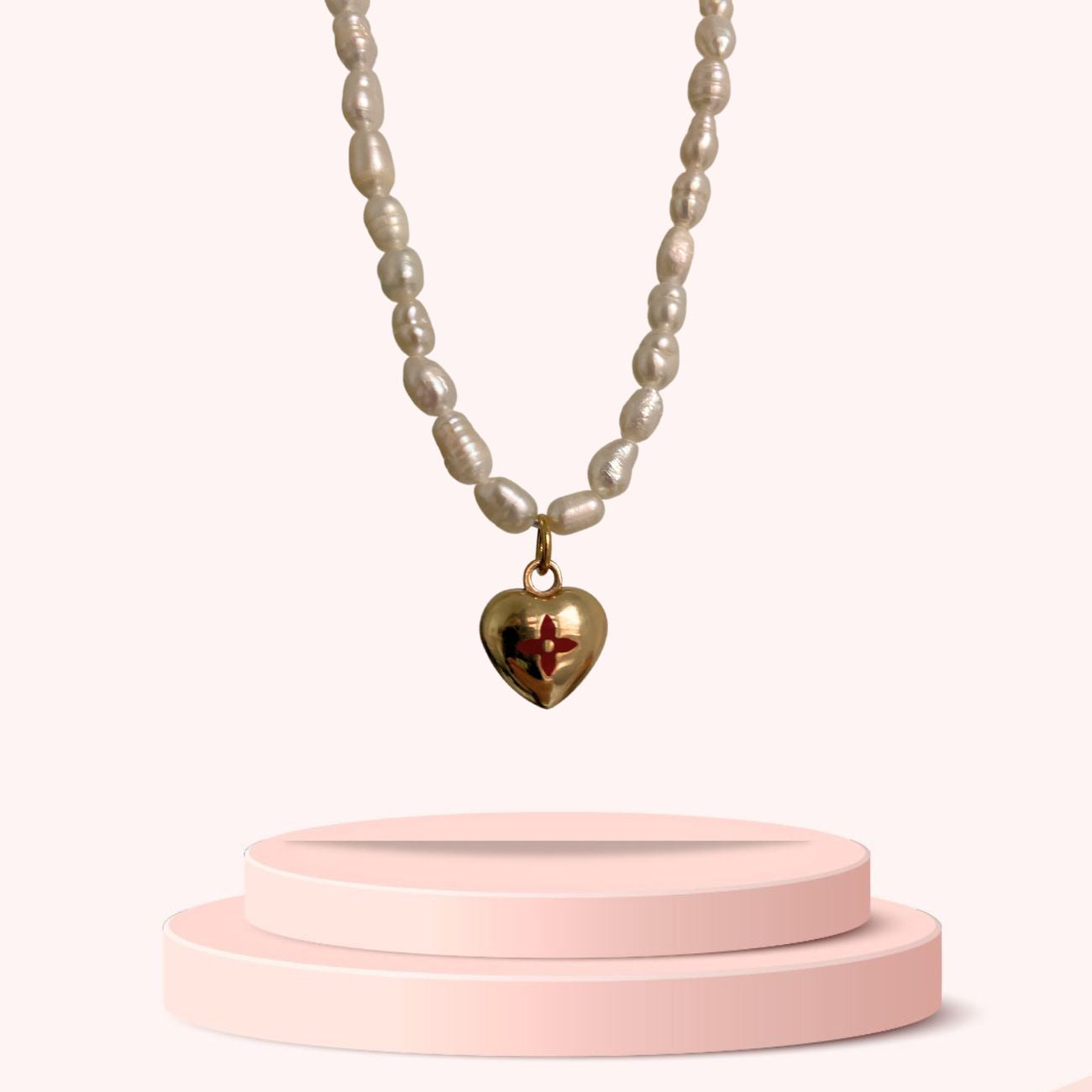 Authentic Louis Vuitton Pendant Coeur -Reworked Pearls Necklace