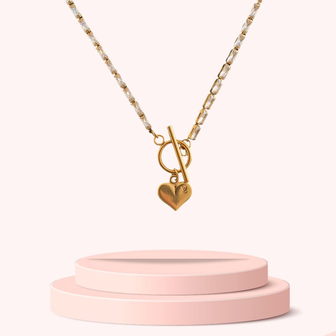 Authentic Louis Vuitton Pendant Heart  Reworked Diamante Necklace