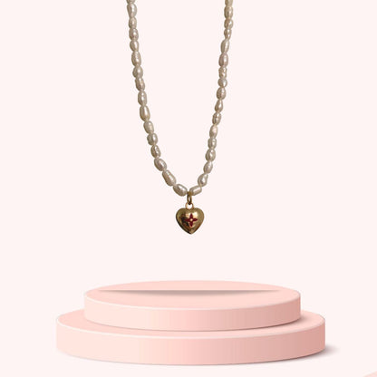 Authentic Louis Vuitton Pendant Coeur -Reworked Pearls Necklace
