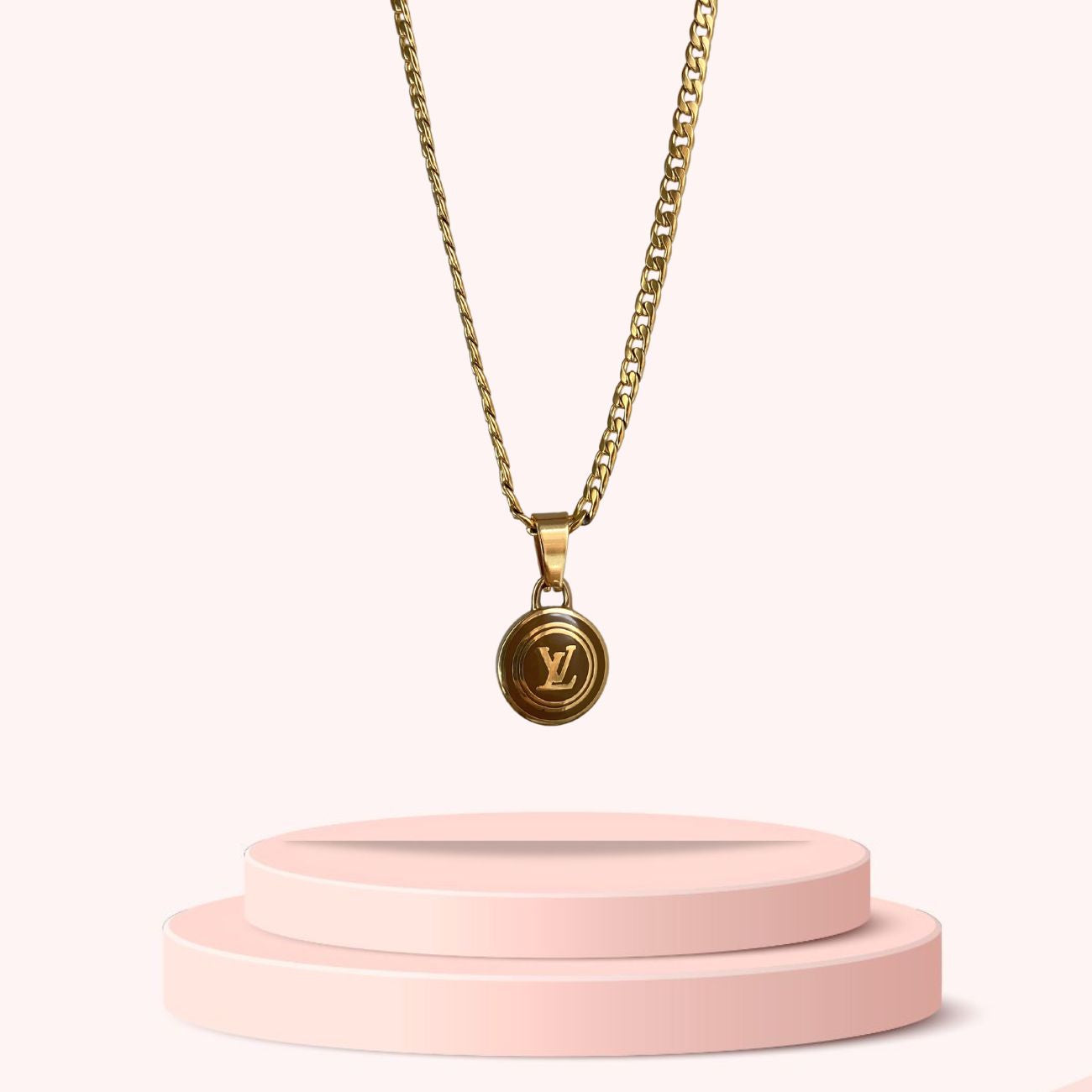 Authentic Louis Vuitton Logo Sienna Pendant -  Necklace