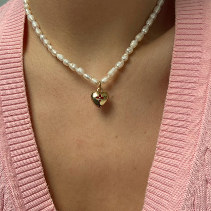 Authentic Louis Vuitton Pendant Coeur -Reworked Pearls Necklace