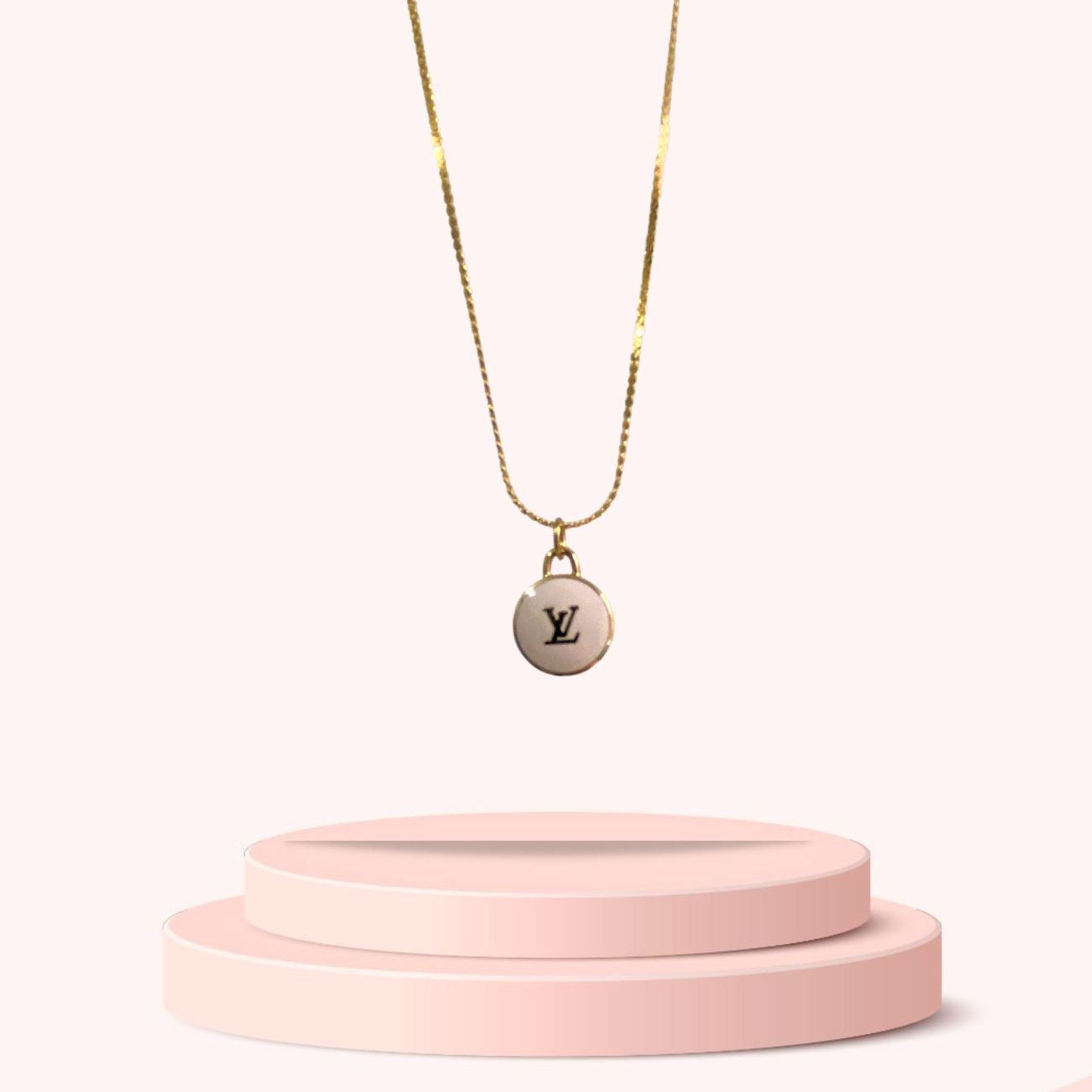 Authentic Louis Vuitton Logo Pendant White - Reworked Necklace