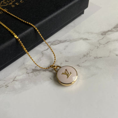 Authentic Louis Vuitton Logo Pendant White - Reworked Necklace