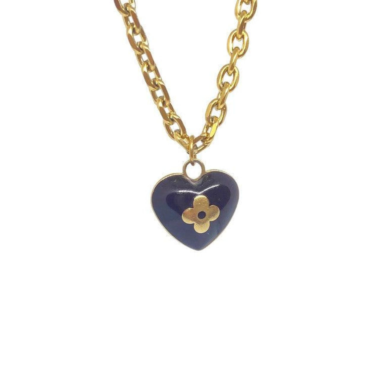 Authentic Louis Vuitton Mini Coeur Black Charm- Reworked Necklace