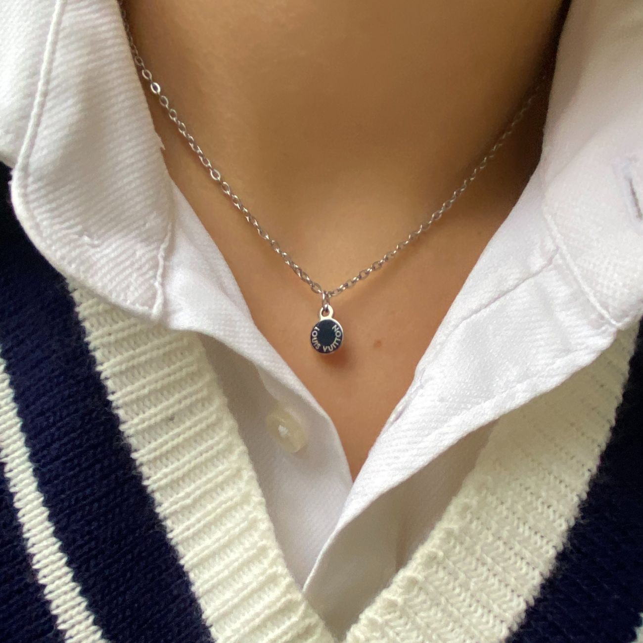 Authentic Louis Vuitton Mini Blue Pendant - Reworked Necklace