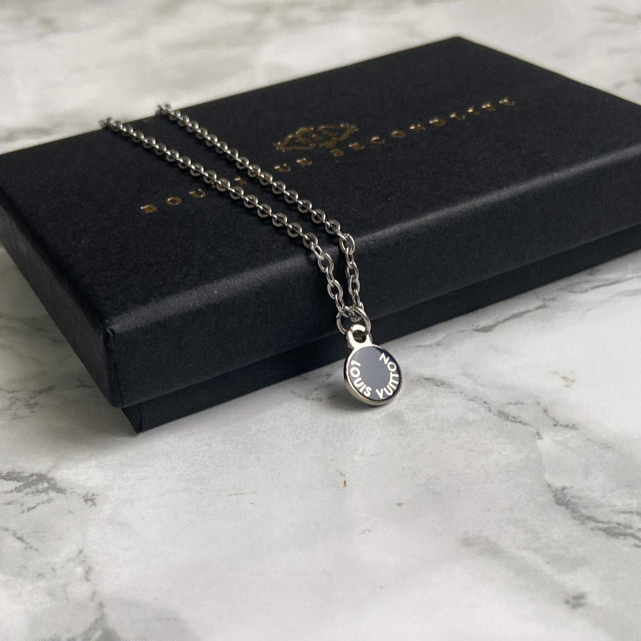 Authentic Louis Vuitton Mini Blue Pendant - Reworked Necklace