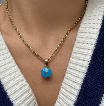 Authentic Louis Vuitton Blue Pendant- Necklace Pastilles Pendant