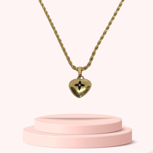 Authentic Louis Vuitton Mini Black Coeur Charm- Reworked Necklace