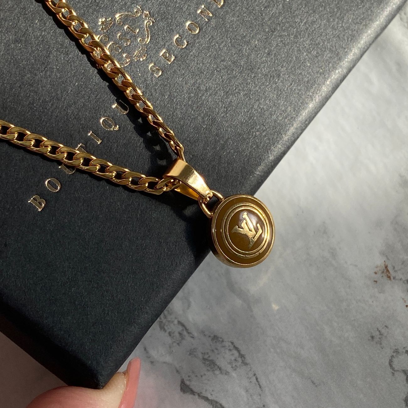 Authentic Louis Vuitton Logo Sienna Pendant -  Necklace
