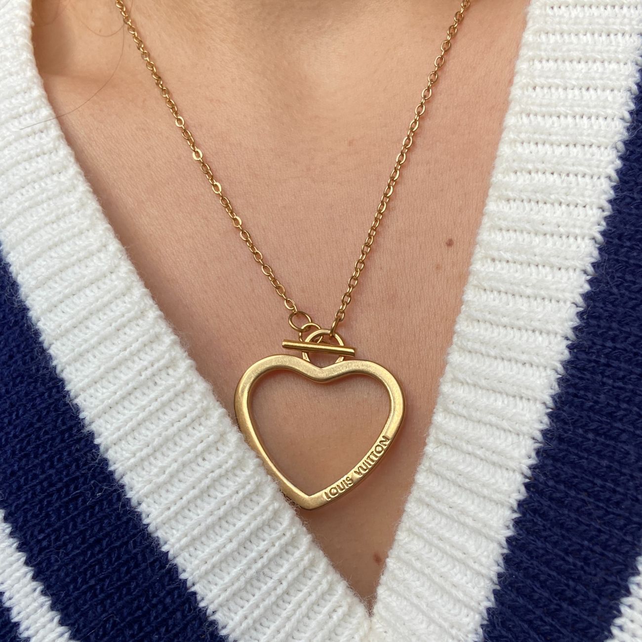 Authentic Louis Vuitton Big Coeur Charm- Reworked Necklace