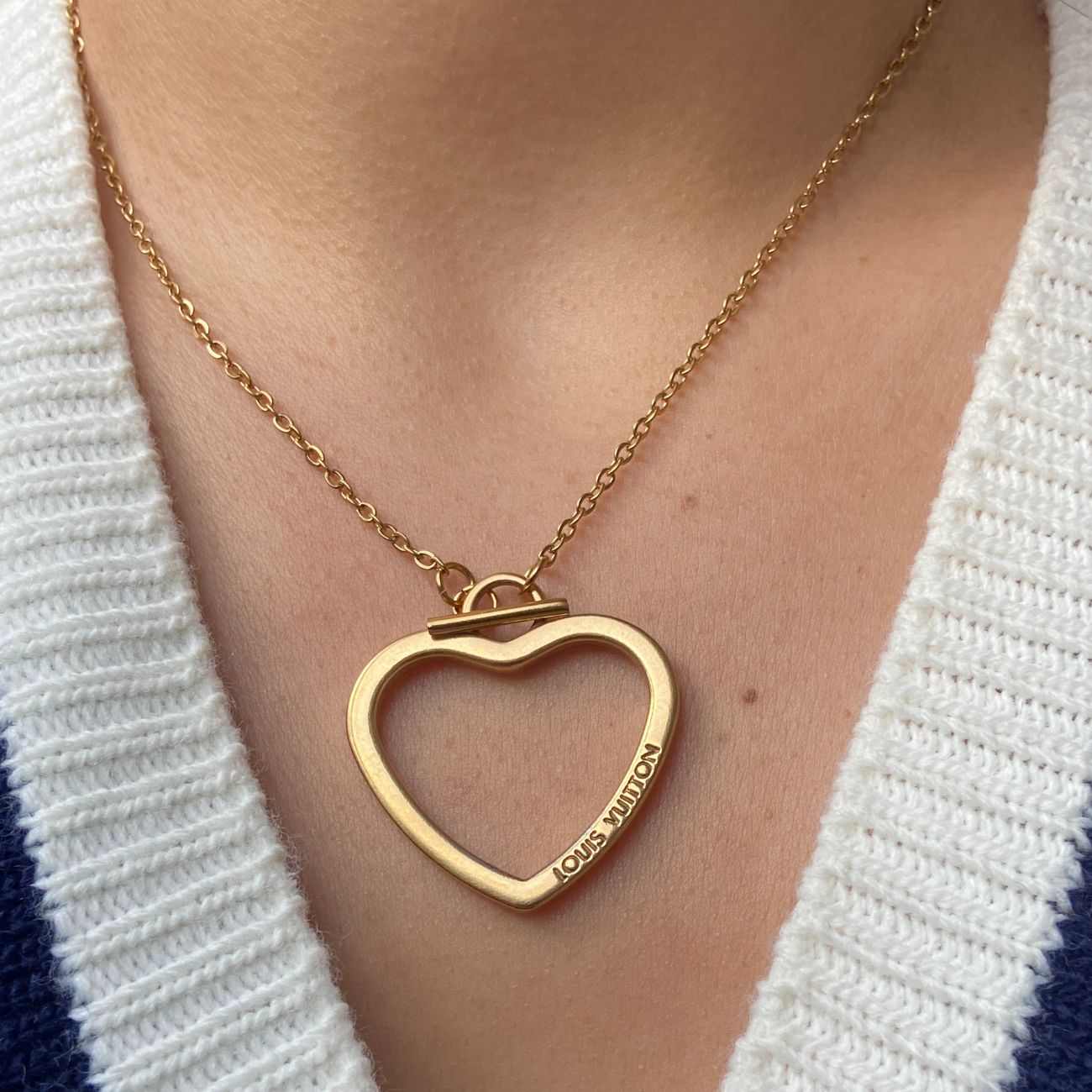 Authentic Louis Vuitton Big Coeur Charm- Reworked Necklace