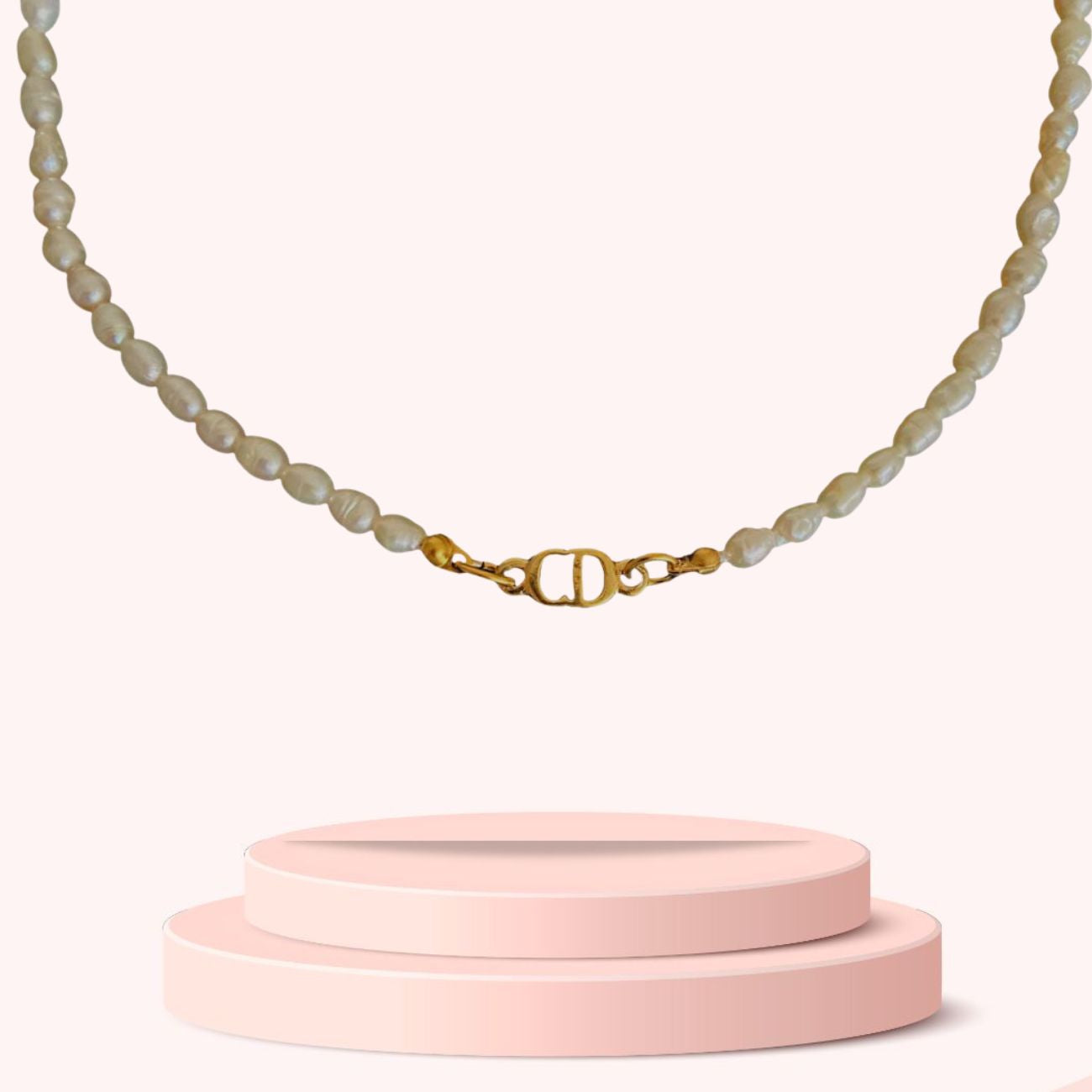 Authentic Mini CD Pearls Dior pendant -Repurposed Pearls Choker