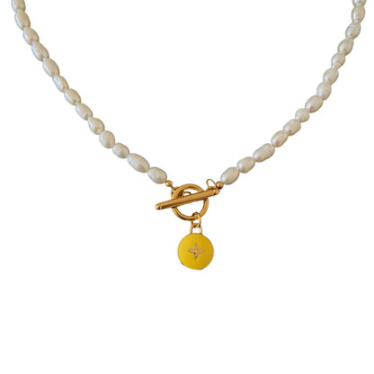 Authentic Louis Vuitton Pendant Yellow Pastilles- Pearls Necklace