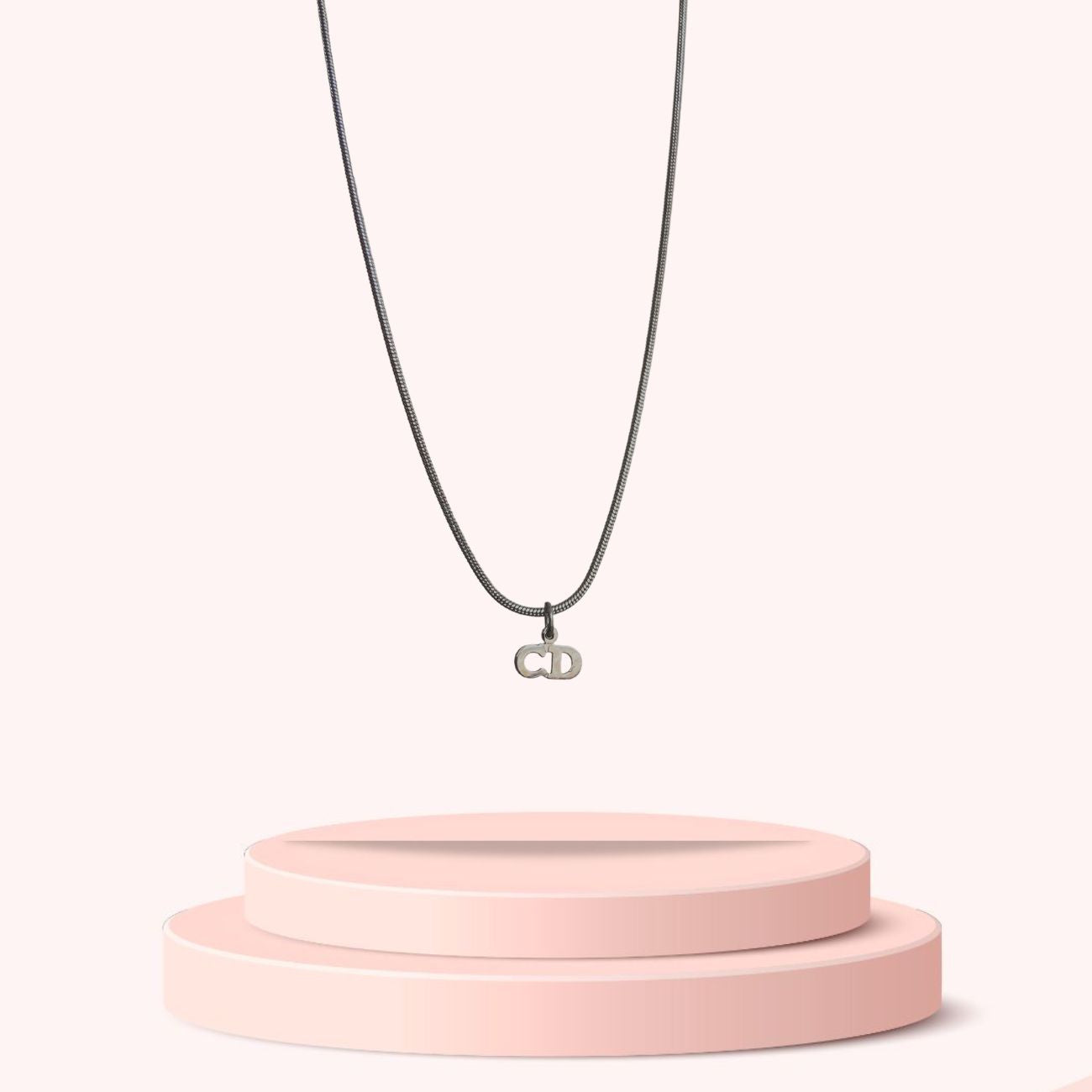Authentic Mini CD Dior Pendant- Reworked Silver Necklace