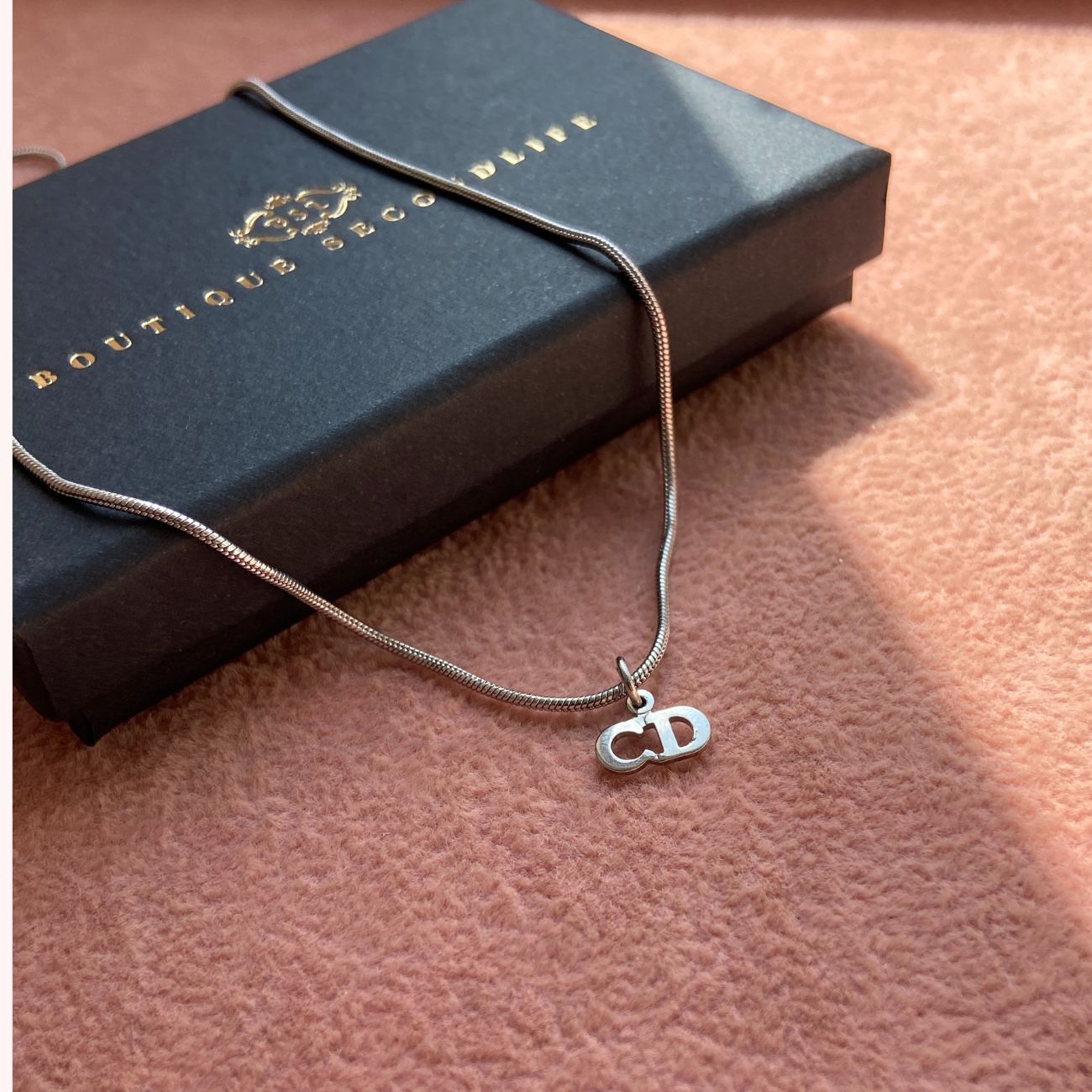 Authentic Mini CD Dior Pendant- Reworked Silver Necklace