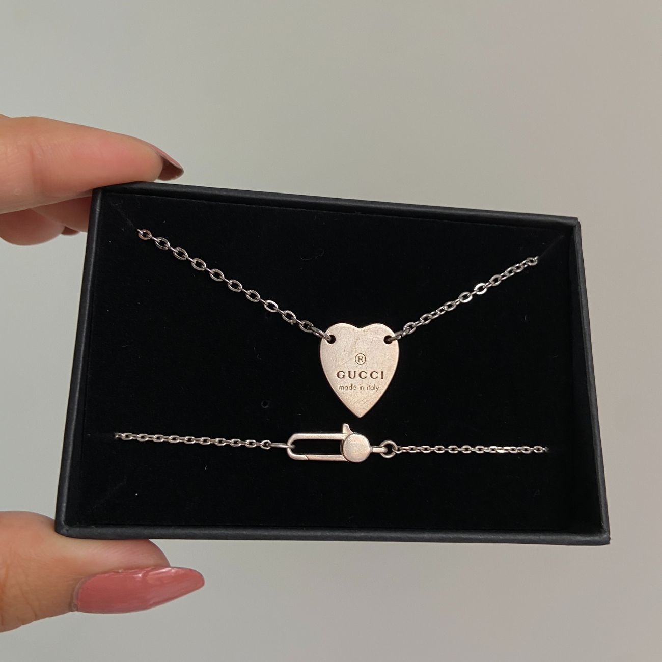 Authentic Gucci Pendant Heart & Bracelet Set -Repurposed Necklace