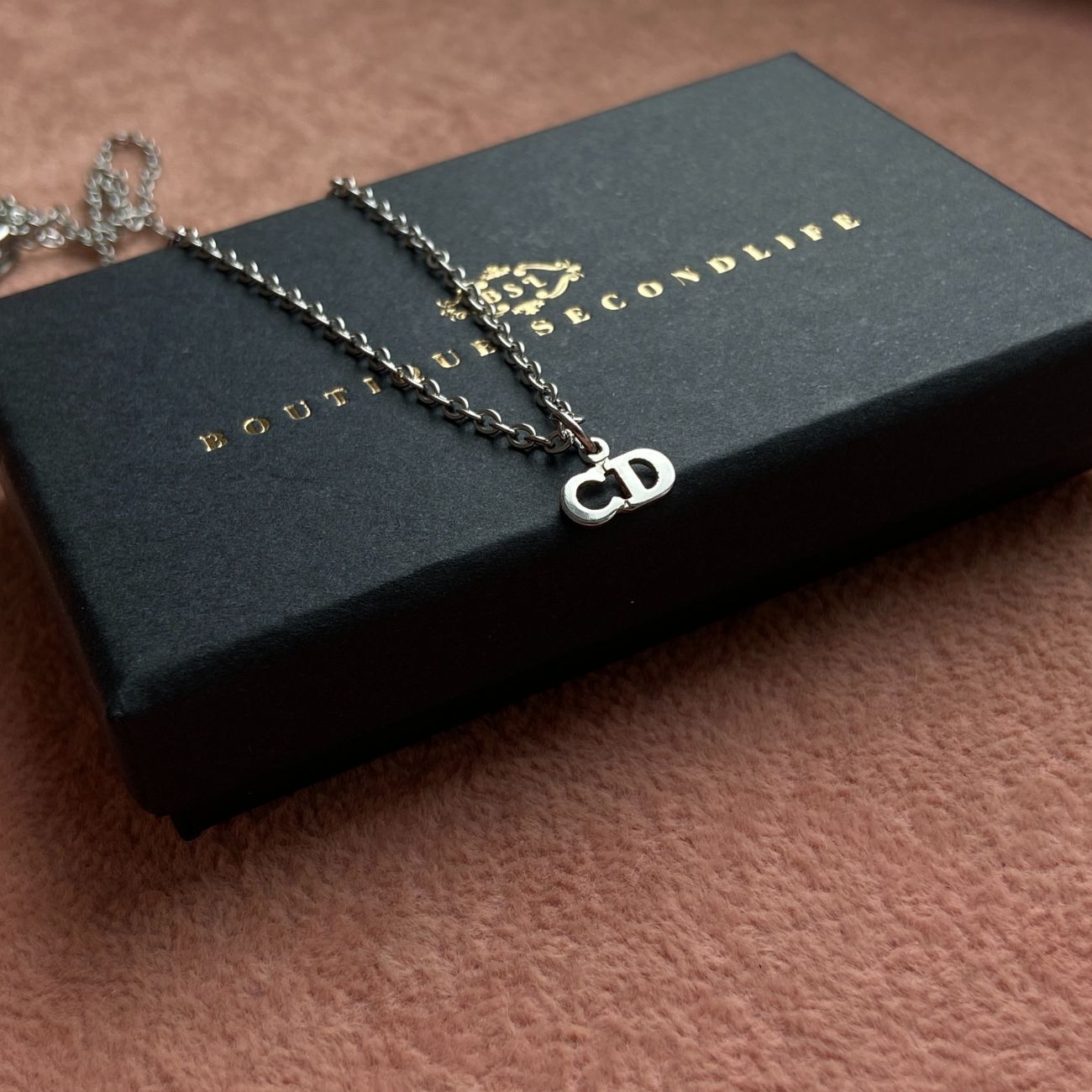 Authtentic Dior Silver mini tag C.D  Reworked Necklace