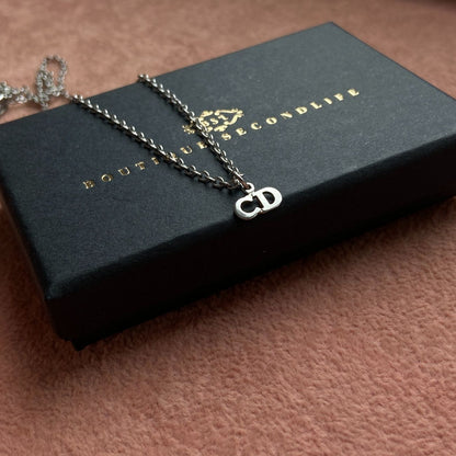 Authtentic Dior Silver mini tag C.D  Reworked Necklace