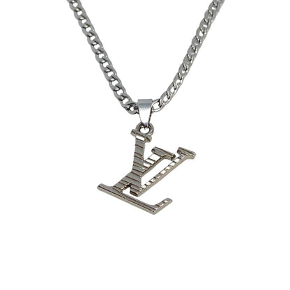 Authentic Louis Vuitton Logo Silver Charm- Reworked Necklace