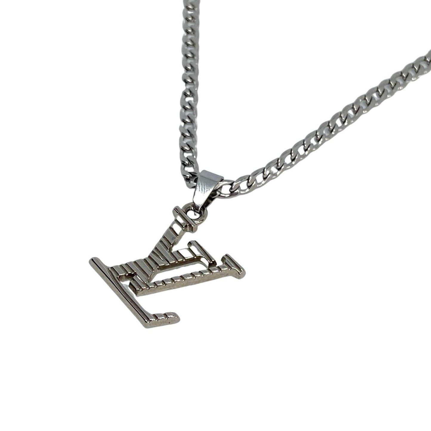 Authentic Louis Vuitton Logo Silver Charm- Reworked Necklace