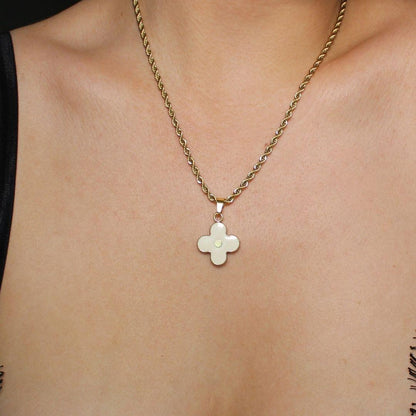 Authentic Louis Vuitton White Round Pendant- Necklace